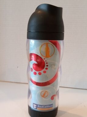 Royal Caribbean Travel Tumbler - Black Lid with Red & Aqua Swirl 2008